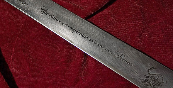 Gotický, jeden a půl ruční meč - detaily výzdoby
